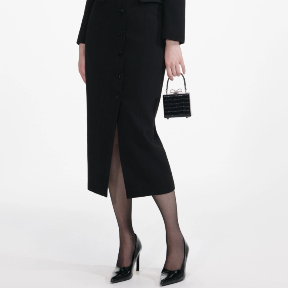self-portrait Black Tailored Crepe Midi Dress - US4 - MSRP $715 - NWT - Picture 6 of 8